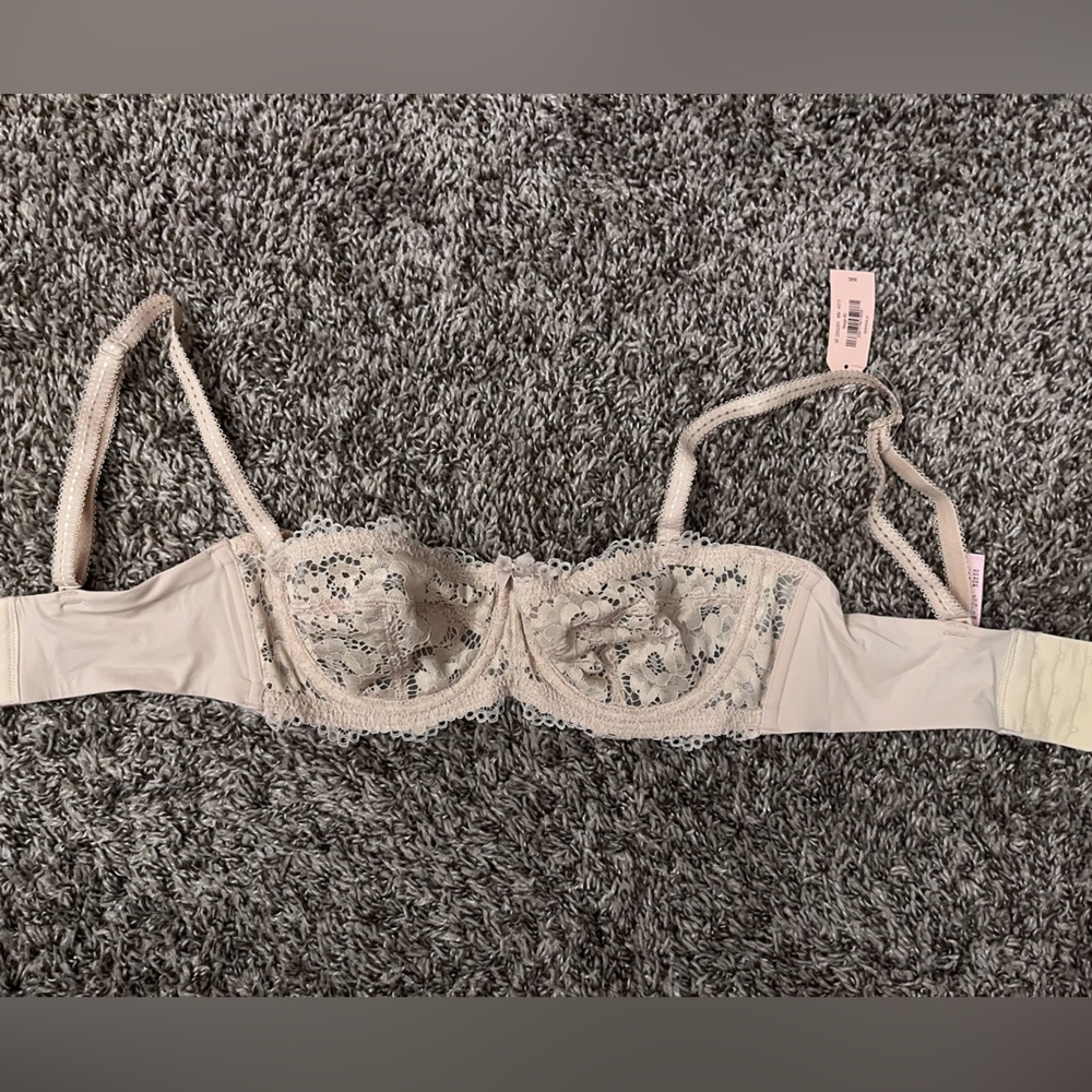 Unlined Balconette Lace Bra 32C NWT nude